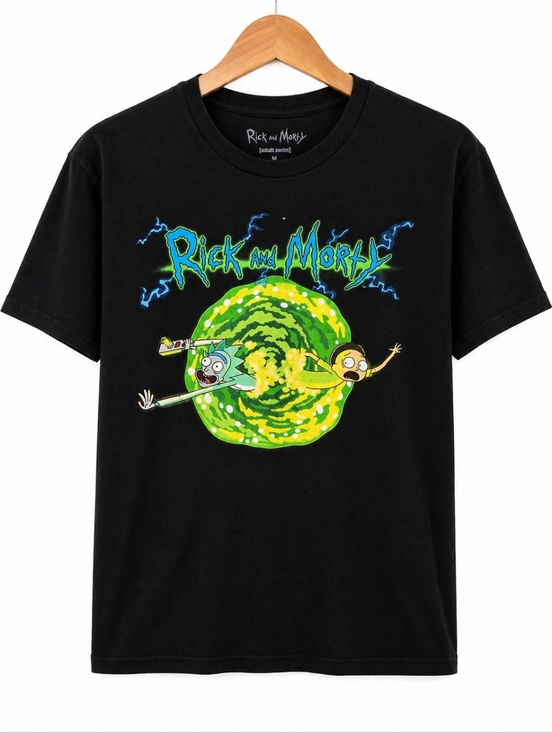 Other - Rick and Morty Portal Graphic T-Shirt Black Size M Adult Swim Cartoon Tee